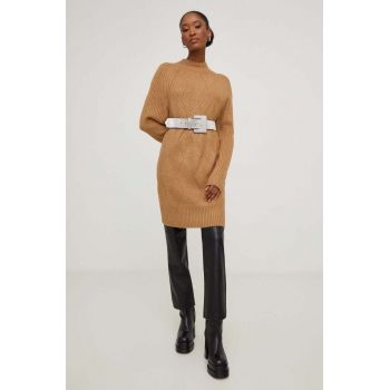 Answear Lab pulover de lana culoarea maro, cu turtleneck