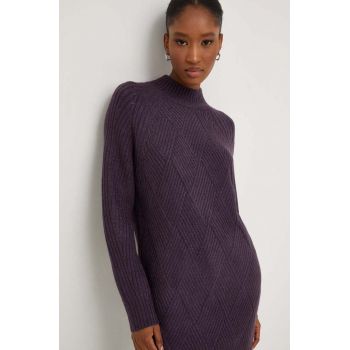 Answear Lab pulover de lana culoarea violet, cu turtleneck