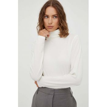 Marc O'Polo longsleeve femei, culoarea bej, cu guler