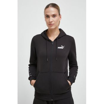 Puma bluza femei, culoarea negru, cu glugă, cu imprimeu