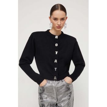 Rotate cardigan din amestec de lana culoarea negru, light