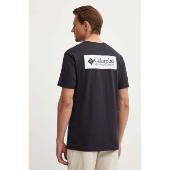 Columbia tricou din bumbac North Cascades barbati, culoarea negru, cu imprimeu, 1834041