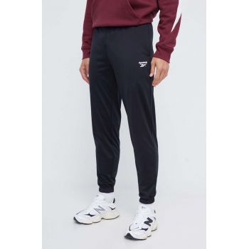 Reebok pantaloni de trening culoarea negru, neted