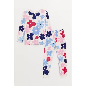 Pijama slim fit cu model floral