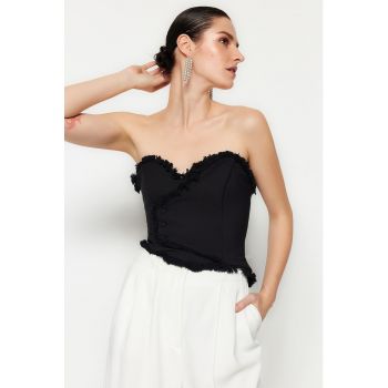 Top-corset cu detalii franjurate