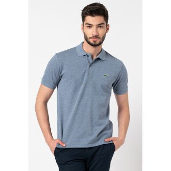 Tricou polo din material pique cu detaliu logo brodat