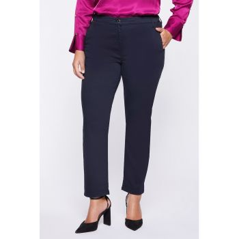 Pantaloni crop din amestec de lyocell cu talie medie