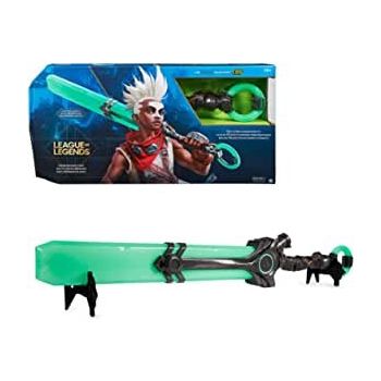 Spin Master League of Legends Ekko Life Size Racket RPG (Over 90cm Tall With 15+ Legendary Lights and Sounds High Quality Cosplay Pedestal Champion Collection)