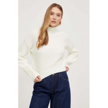 Answear Lab pulover femei, culoarea bej, cu turtleneck