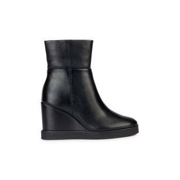 Geox cizme de piele D ELIDEA WEDGE B femei, culoarea negru, toc pana, D36VQB 00043 C9999