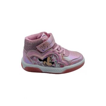 Pantofi sport cu velcro si imprimeu Minnie Mouse