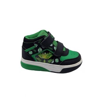 Pantofi sport mid-high de piele ecologica cu velcro si model Hulk