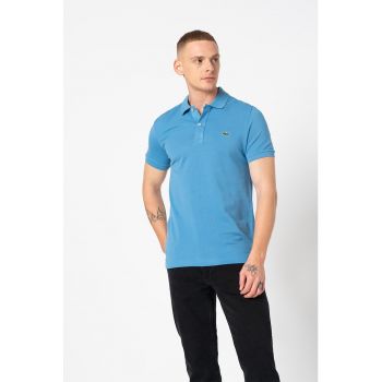 Tricou polo slim fit din material pique