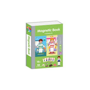 Joc Educativ STEM Carte Magnetica Puzzle Fashion Book 55 Piese Magnetice 18 Carduri