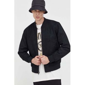 Abercrombie & Fitch geaca bomber barbati, culoarea negru, de tranzitie