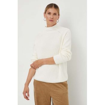 Marc O'Polo pulover de bumbac culoarea bej, cu turtleneck