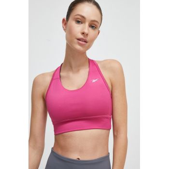 Reebok sutien sport Identity Training culoarea roz, neted