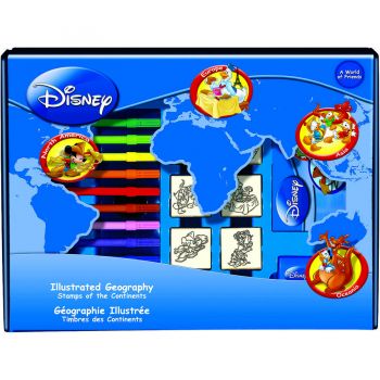 Set educativ cu stampile MP1938 Geografia Disney 23 piese