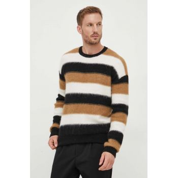 BOSS pulover din amestec de lana barbati, culoarea negru