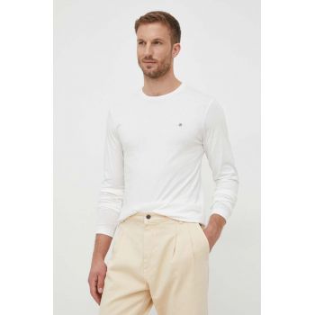 Gant longsleeve din bumbac culoarea alb, neted