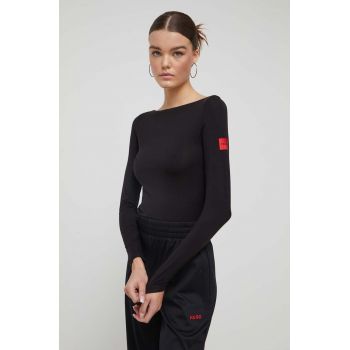 HUGO longsleeve lounge culoarea negru