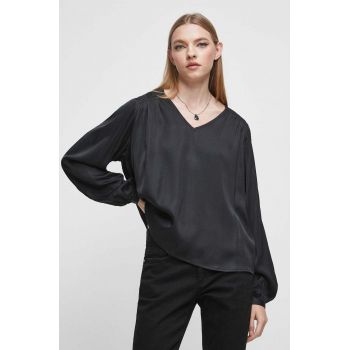 Medicine bluza femei, culoarea negru, neted