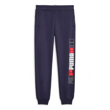 Pantaloni sport cu imprimeu logo si buzunare laterale