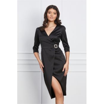 Rochie neagra cu accesoriu in talie