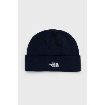 The North Face caciula culoarea albastru marin, din tricot gros