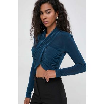 Bardot bluza femei, culoarea verde, neted