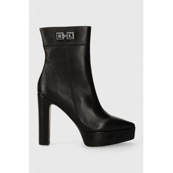 Karl Lagerfeld cizme de piele SOIREE PLATFORM femei, culoarea negru, cu toc drept, KL31760