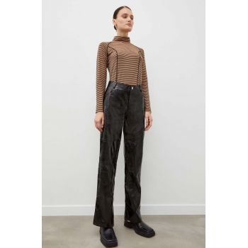 Résumé pantaloni femei, culoarea negru, lat, high waist