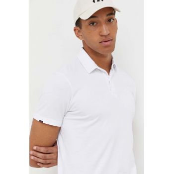 Superdry polo de bumbac culoarea alb, neted