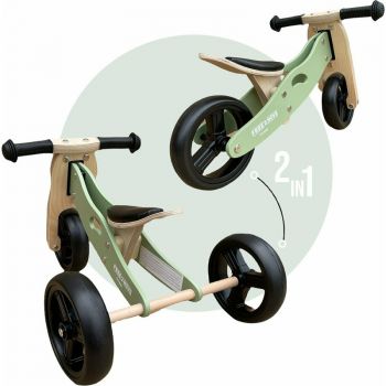 Bicicleta fara pedale Free2Move din lemn transformabila Mint ieftina