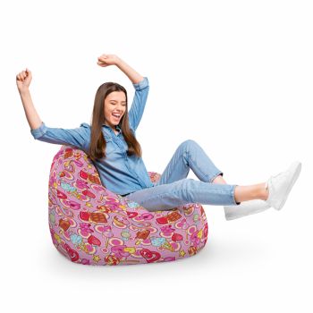 Fotoliu Puf Bean Bag tip Para XL Candies Fundal Roz