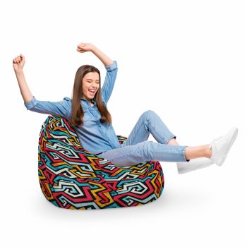 Fotoliu Puf Bean Bag tip Para XL Graffiti Linii Retro