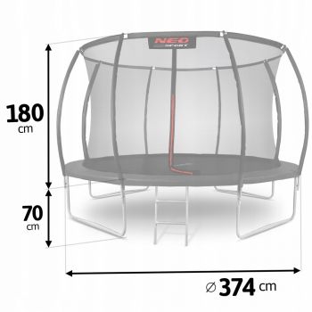 Trambulina de gradina cu plasa interioara 374 cm Neo-Sport NS-12C231 Negru