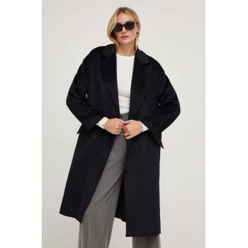 Answear Lab palton de lana culoarea negru, de tranzitie, oversize