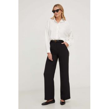 Answear Lab pantaloni femei, culoarea negru, drept, high waist