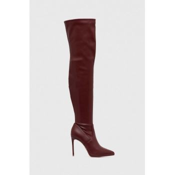 Steve Madden cizme Keandra femei, culoarea bordo, cu toc cui, SM11002678