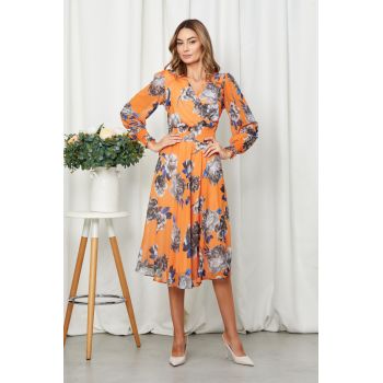 Rochie Flory Orange Floral ieftina