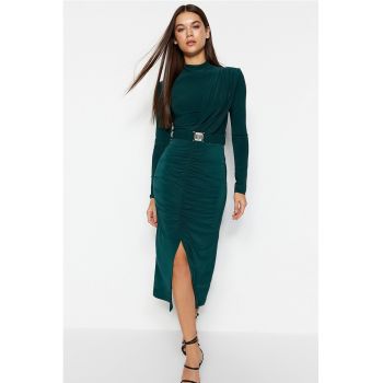 Rochie midi cambrata cu fronseuri