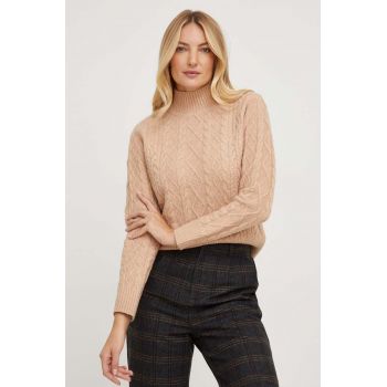 Answear Lab pulover de lana culoarea bej, cu turtleneck