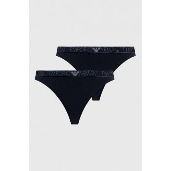 Emporio Armani Underwear tanga 2-pack culoarea albastru marin