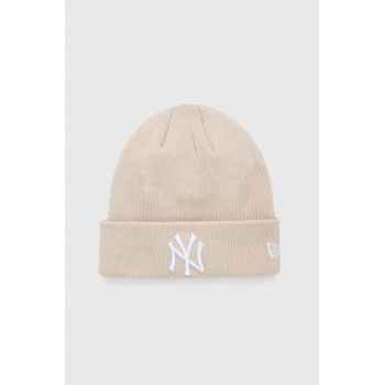 New Era caciula culoarea bej, din tesatura neteda, NEW YORK YANKEES ieftina