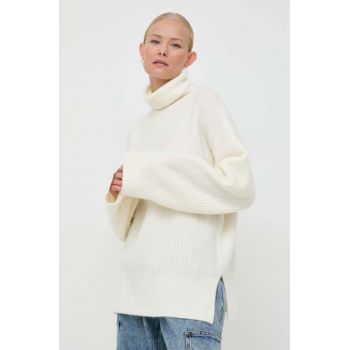 Notes du Nord pulover de lana femei, culoarea bej, cu guler