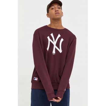 New Era bluza barbati, culoarea bordo, cu imprimeu, NEW YORK YANKEES de firma original