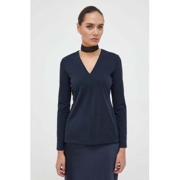 Max Mara Leisure bluza femei, culoarea albastru marin, neted