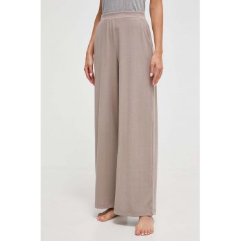 Abercrombie & Fitch pantaloni de pijama femei, culoarea bej