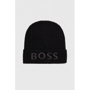 BOSS caciula de lana culoarea negru, de lana